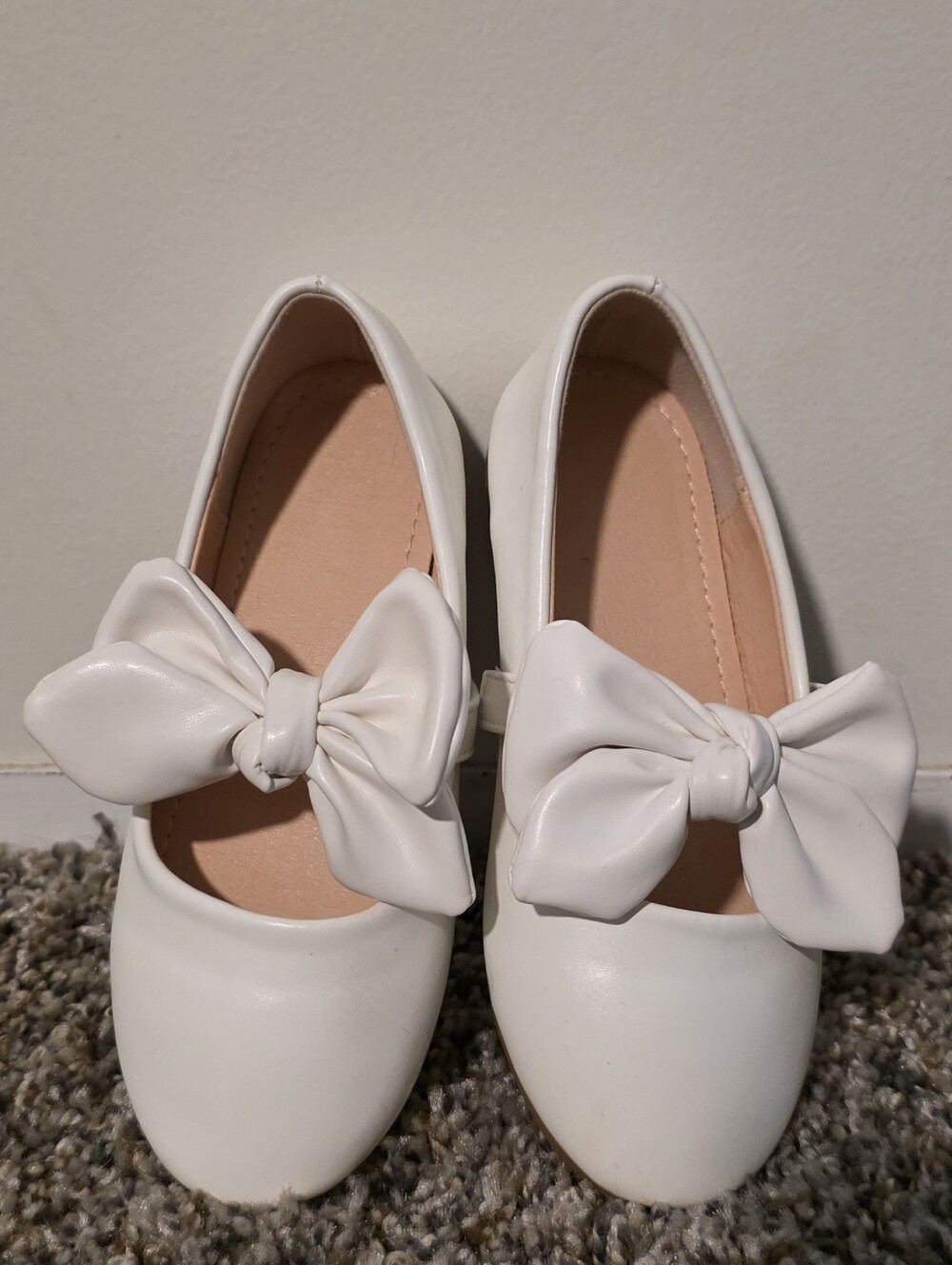 Girls' White, Leather, Bow Ballet Flats - Size 28 (11)